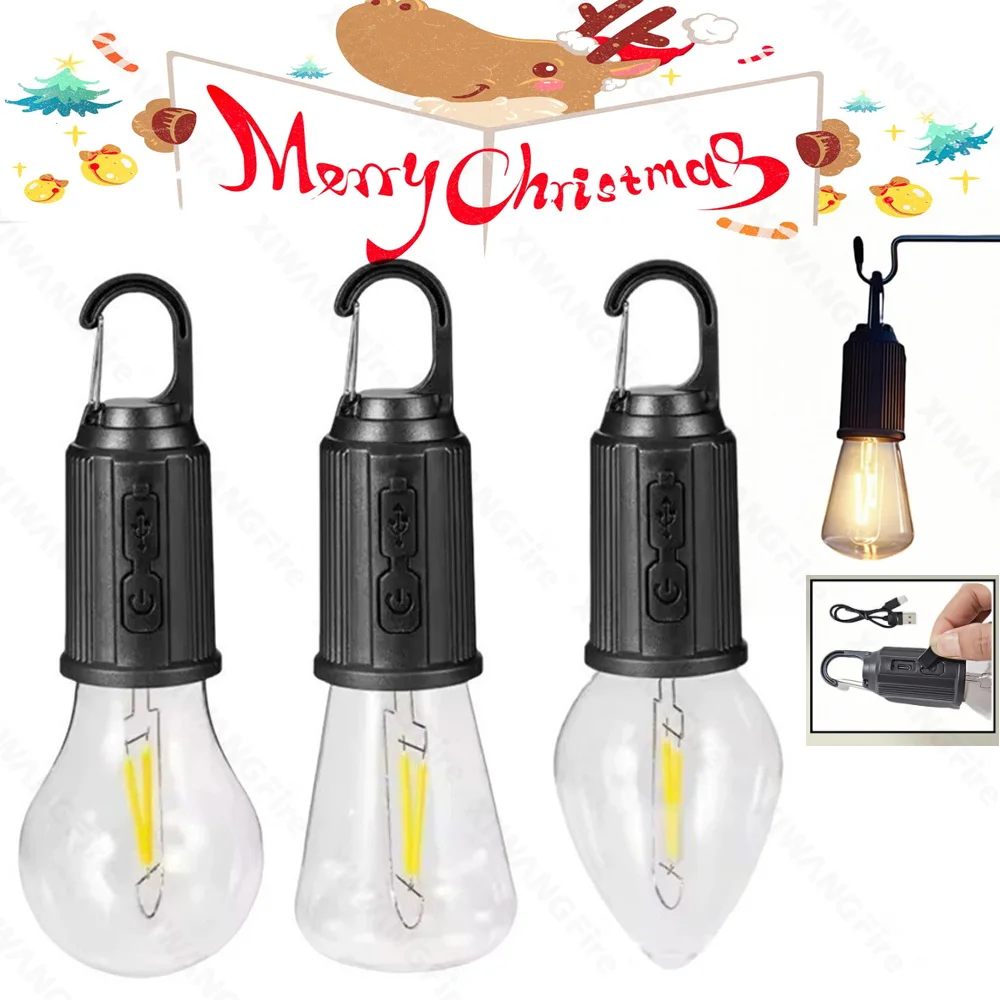Outdoor Emergency Light, USB Rechargeable LED Lantern Bulb, High Brightness Portable Camping Lamp for Tent Fishing Night Lights