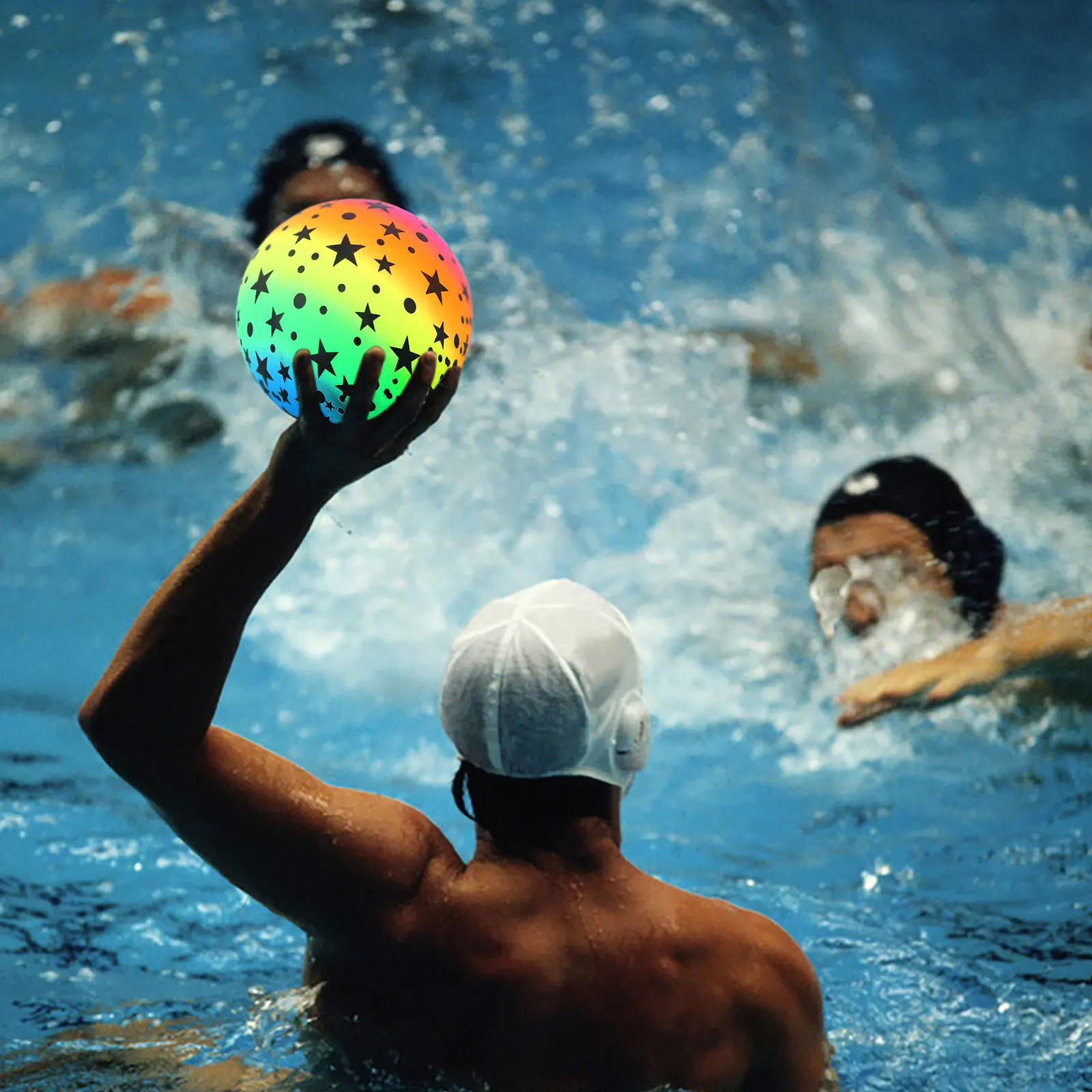 

5Pcs 22cm Thickened Rainbow Balls Elastic PVC Bright Catch Throw Play Balls Fun Training for Beach Pool