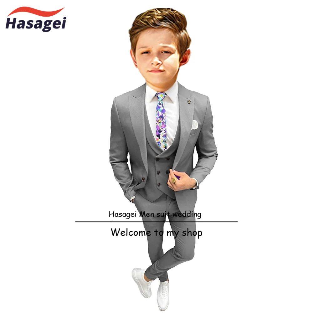 Khaki Boys Suit 10 Years Old Jacket Pants Vest 3 Piece Wedding Kids Tuxedo Formal Party Clothes