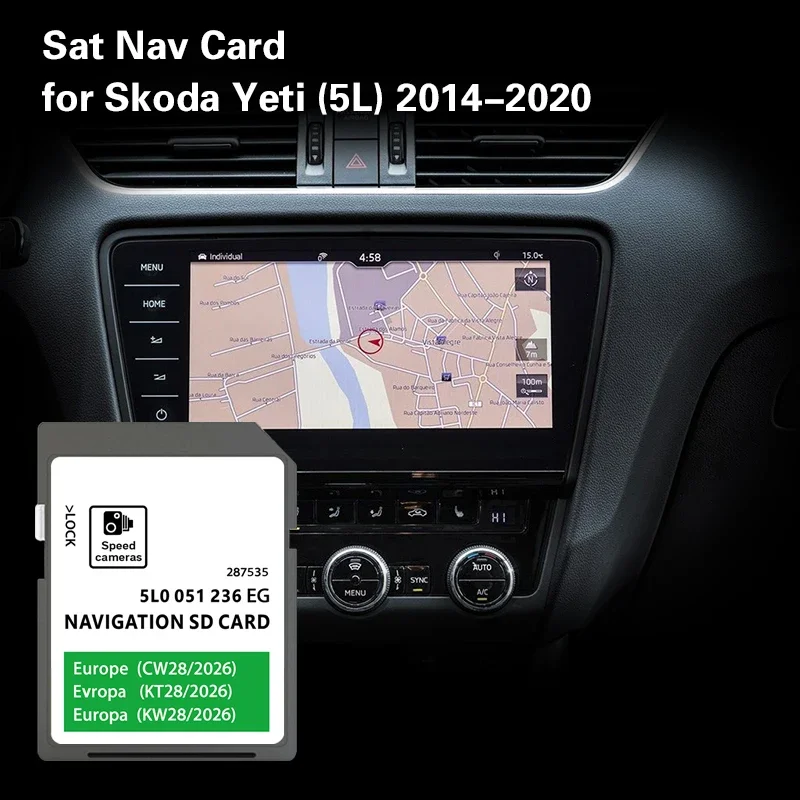

Use for Skoda Yeti 2014-2020 Map Cover Europe Melta Romania Portugal GPS SD Card
