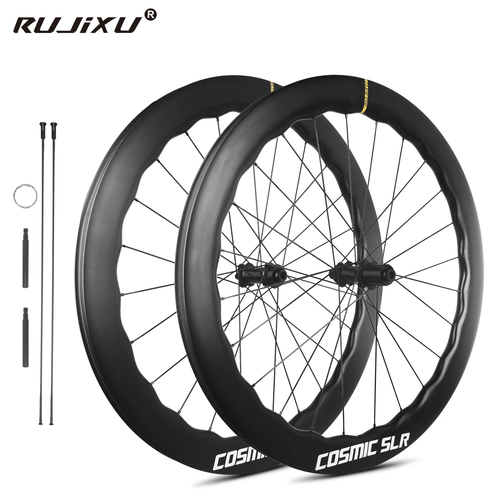 Ratchet 36/54T RUJIXU Carbon Wheels Disc Brake 700c Road Bike Wheelset Wave rin Quality Carbon Rim Center Lock Bock Road Cycling