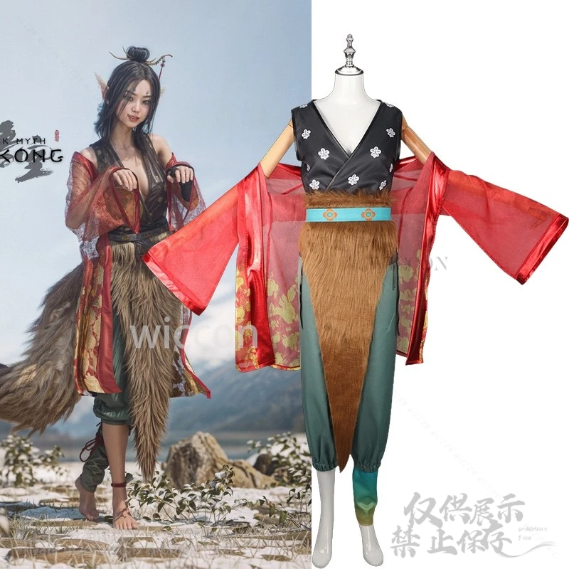 Fox Genie Pingping Game Black Myth: Wukong Cosplay Costume Chinese Style Sexy Dress Halloween Cos Girl Woman Uniform Full Set