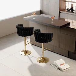 Sgabello da Bar in velluto da 2 pezzi regolabile in altezza e sedie da Bar rotanti a 360 gradi sgabello alto con schienale e poggiapiedi