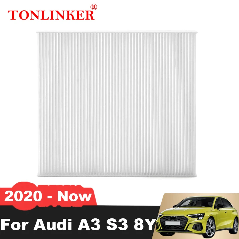 

TONLINKER салонный фильтр для Audi A3 S3 8Y 2020 2021-1,4 TFSI 2,0 TFSI 5QD819653 5QD819644A белый Пыльцевой фильтр 95% автомобильные аксессуары
