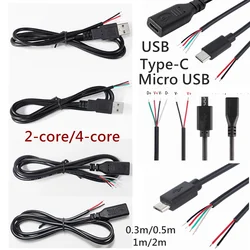 Power Supply Date Cable 2 Pin USB A TYPE-C Female Male 4 Pin Wire Jack Charger Cord Extension Connector DIY 5V 2/4-core Line