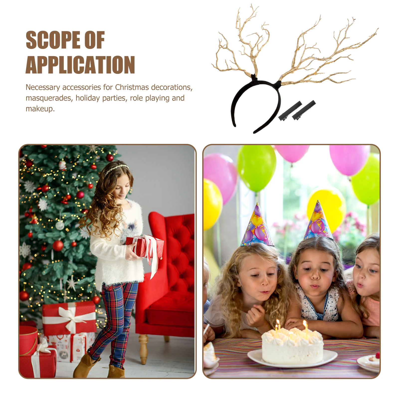 

Antler Headdress Reindeer Headband Hair Accessories Premium Plastic Resin Non Skid Christmas Party Supplies Birthday Cosplay