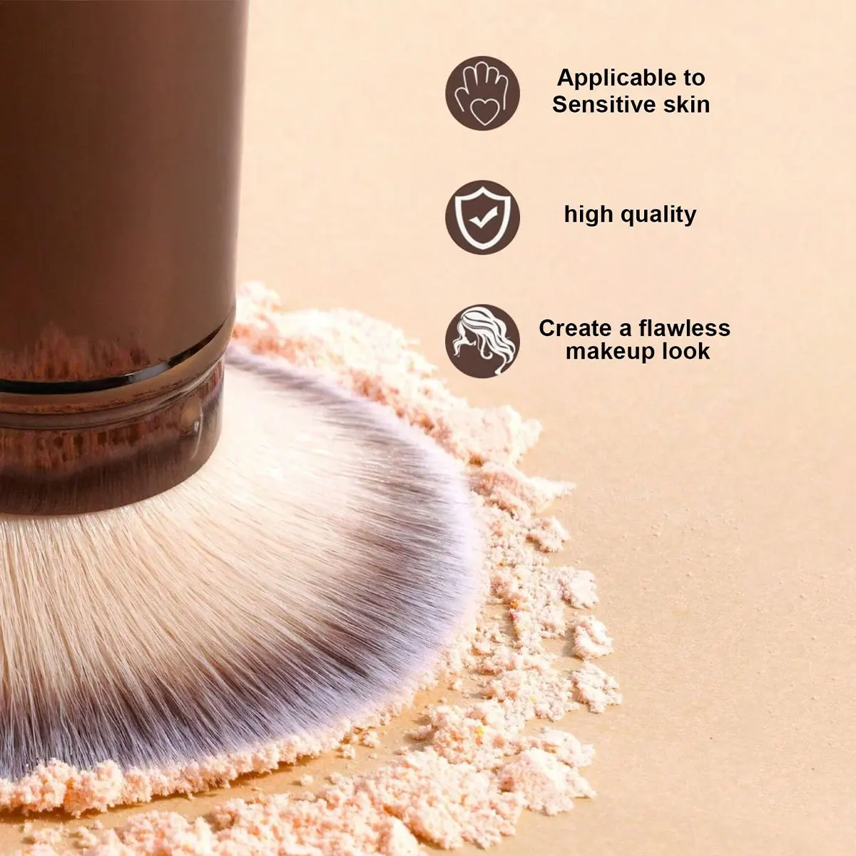 1 قطعة فرشاة احترافية قابلة للسحب للوجه، فرشاة أحمر الخدود، فرشاة كريم الأساس، فرشاة البودرة، فرشاة إعداد صناعية فائقة النعومة #6