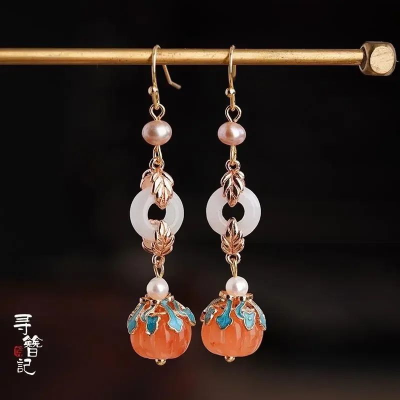 

Exquisite Lily-of-the-valley Pendant Earrings Women's Niche Design Antique Chinese Clothing Accessories Daily Cheongsam Ear Clip