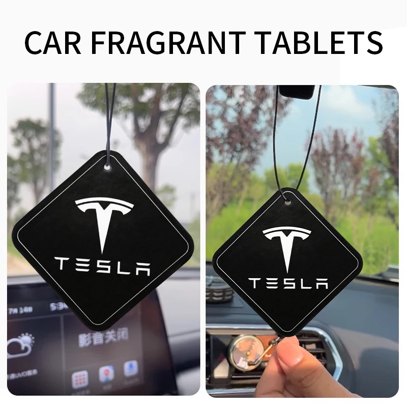 For Tesla Model 3 Model Y Model S Model X Car Logo badge Air Freshener Auto Interior Rearview Mirror Pendant Emblem Accessories