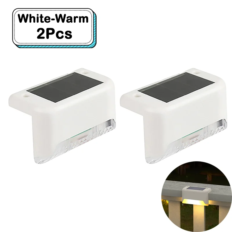 Outdoor Solar Step Lights Warm witte LED waterdichte trappadverlichting voor tuin terras hek balkon decoratie zonne-energie