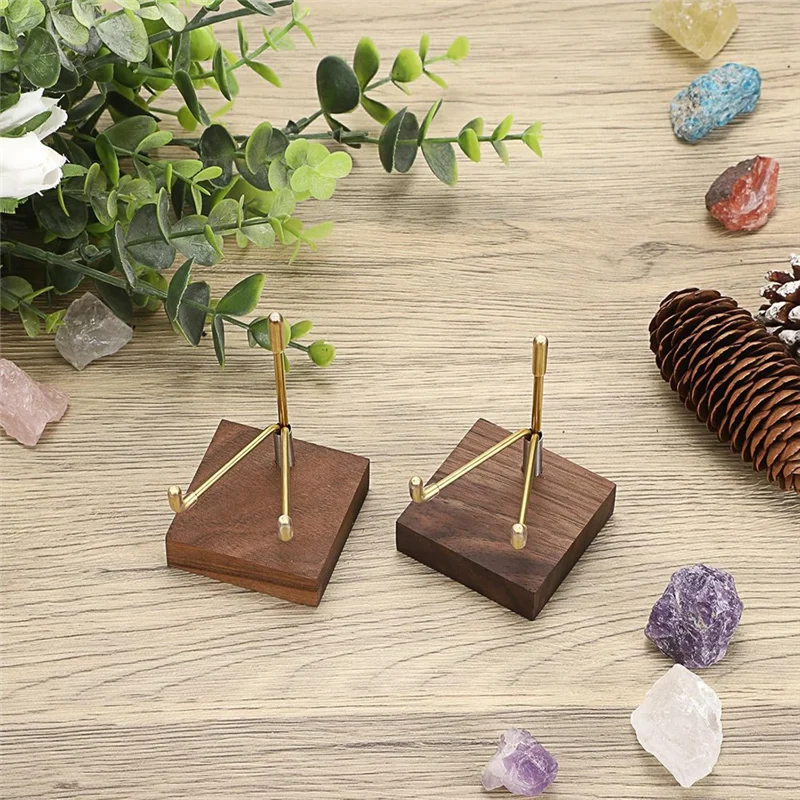 

AA01-2Pcs Small Display Stand Adjustable Metal Arms And Wooden Base -Decorative Plates Display Stand Easel Holder For Crystal