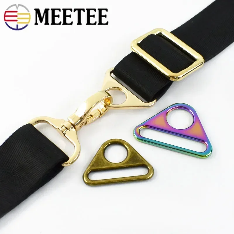 5/10Pcs Meetee 20-50mm Metal Triangle Ring Buckle Bag Strap Anti-slip Adjust Slider Clasp Bikini Connect Hook Sewing Accessories