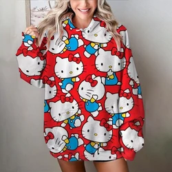 Cute Japanese Cute Hello Kitty print Women's Hoodie Student Y2K Sweatshirt Spring and Autumn Outdoor Sports and Leisure Pullover