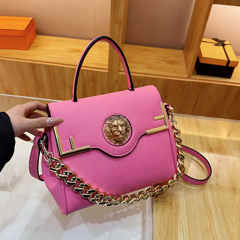 

Шикарная сумка из искусственной кожи с текстурой кожи, большая вместительная сумка через плечо с магнитной цепочкой и регулируемым ремешком на каждый день