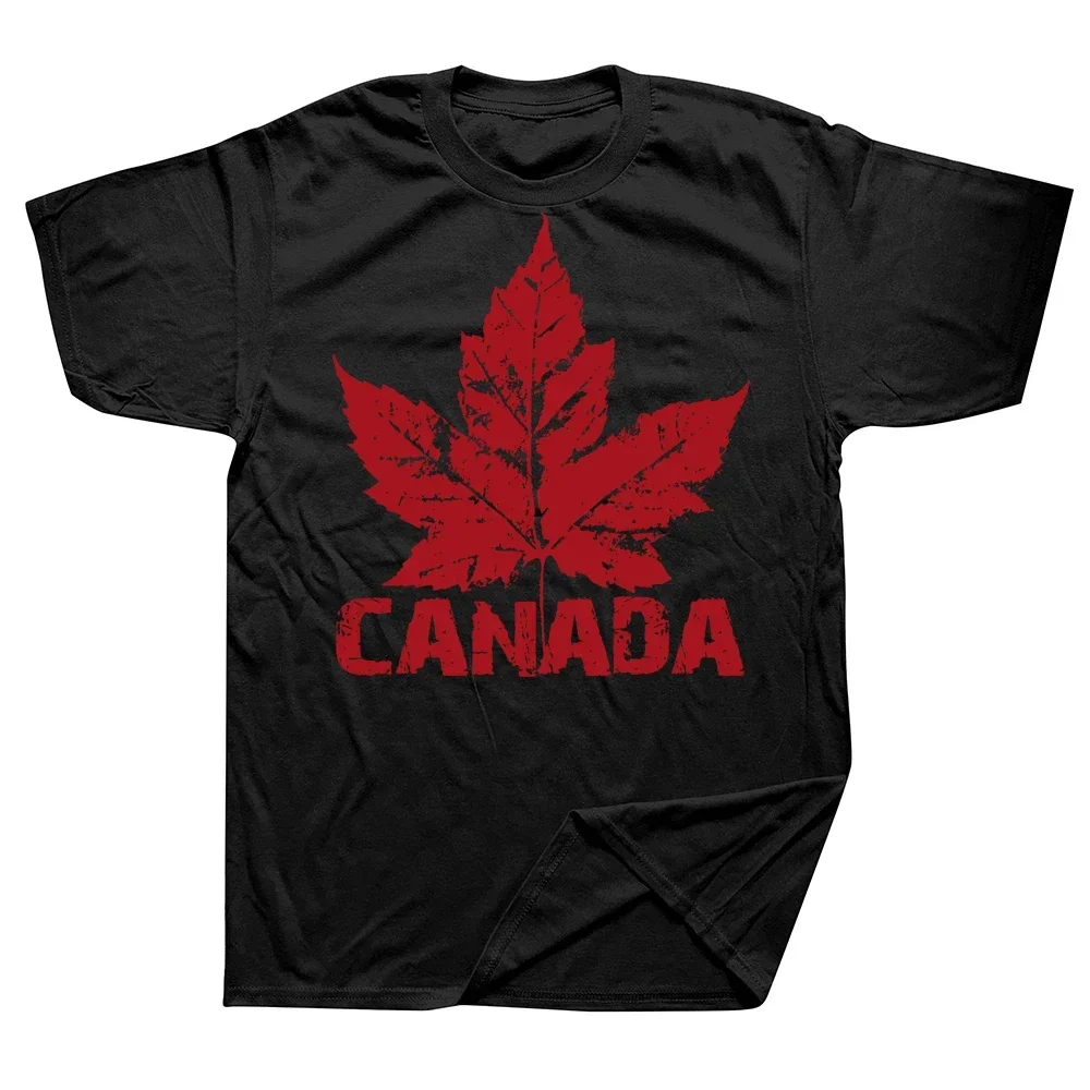 O Neck Loose Unisex T-shirt Male Tee Tops New Arrival Man Short Sleeve Harajuku Fashion Canada Maple Leaf Flag Print Men style