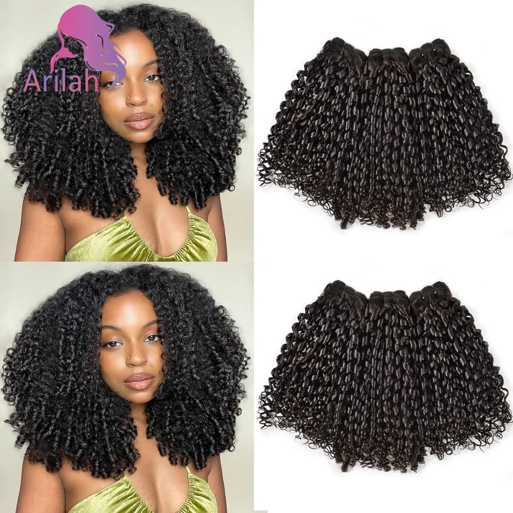 

15A Pixie Cut Curly Human Hair Bundles Super Double Drawn 100% Brazilian Virgin Hair Weave 100g/PC Natural Color