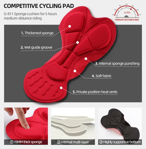 Imagen 2 del producto JIKEGO, pantalones cortos con pechera para ciclismo para hombre, ropa para bicicleta, medias para ciclismo de carretera, almohadilla de media distancia 5H, uniforme de equipo deportivo al aire libre transpirable