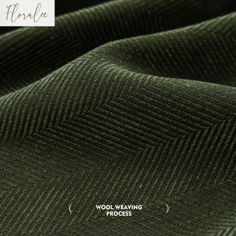 Floralee Store Retro Green Blackout Curtains for Living Bedroom Room Chenille Light Luxury Curtains High-end Herringbone Pattern