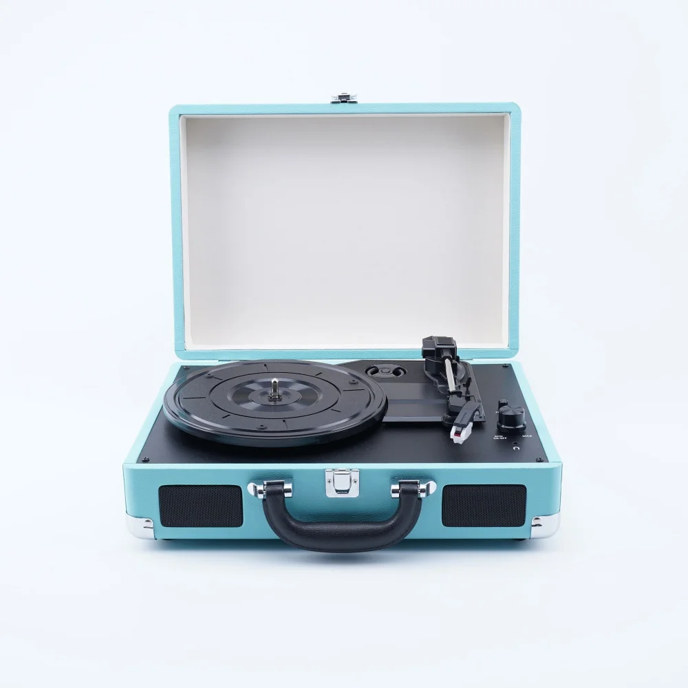 

Vintage Gramophone Record Player with Bluetooth USB Speaker Wood and Leather Cover Disc Working Music Player