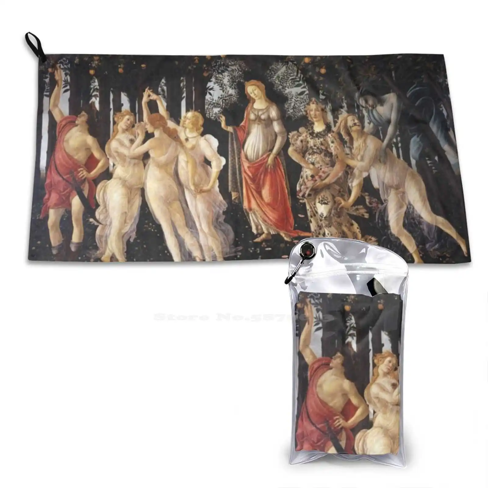 Sandro Botticelli-Primivera-Spring Soft Towel Quick Dry Beach Towel Sandro Botticelli Primivera Spring Renaissance Mythology