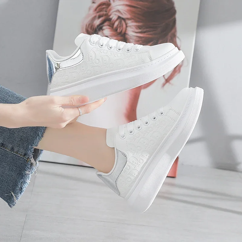 Sneakers for Women 2024 New Fashion Platform Shoe Spring Autumn Casual Flats Female Thick Sole Breathable White Vulcanized Shoes