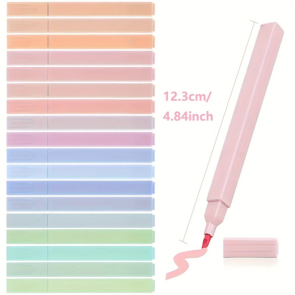 12pcs Morandi Aesthetic Square Highlighters Pens, Mild Soft Chisel Tip Marker Pen Pastel Highlighters No Bleed, Quick Dry For