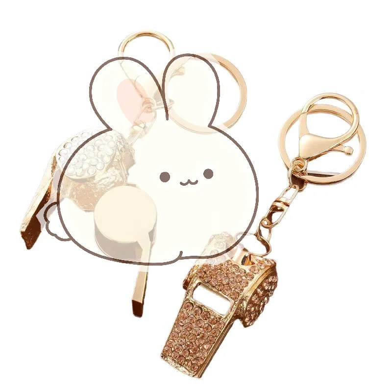 Durable Scratch-Resistant Metal Rhinestone Whistle with Keychain for Sports Referees Coaches Event Staff