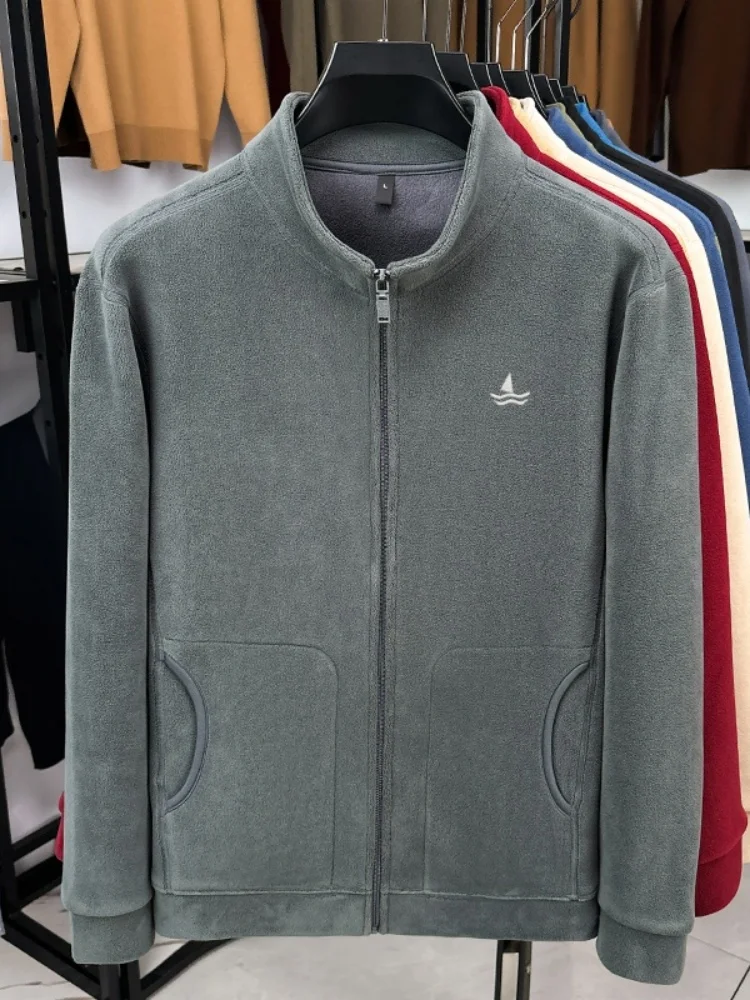 

Лидер продаж, осенне-зимний новый бархатный удобный кардиган на молнии, мужская оригинальная изысканная куртка с вышивкой в виде парусника