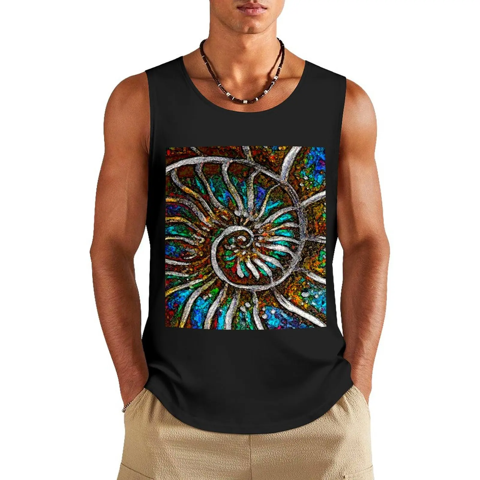 

Ammonite Fossil Macro Abstract Art Tank Top Gym clothes vest men Man clothes for gym t-shirt gym man