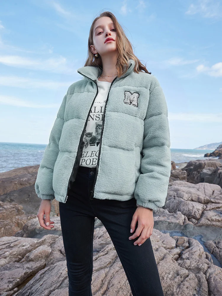 

Autumn and winter new plush down jacket stand collar thick puff bread coat casual fashion coat women