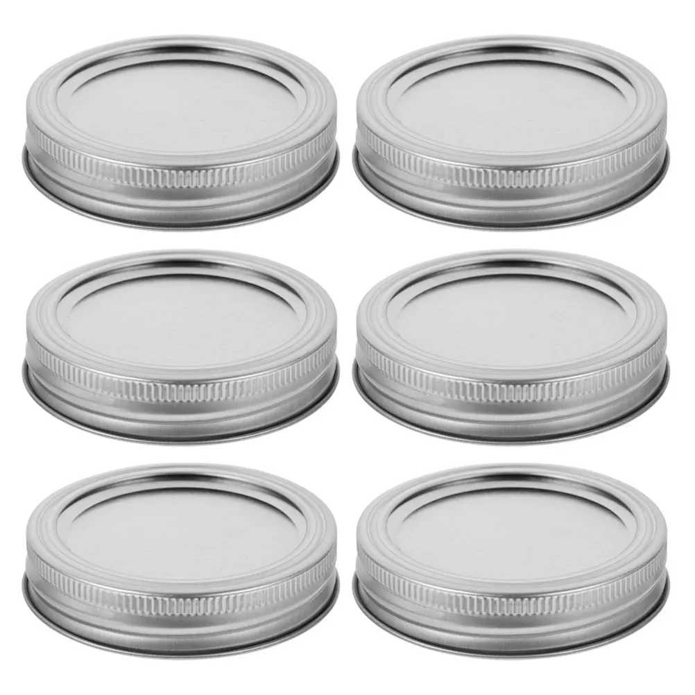 

6 set Canning Lids Metal Storage Jar Caps Tinplate Airtight Sealing Covers For Mason Jars Leakproof Food Preservation Wide Mouth