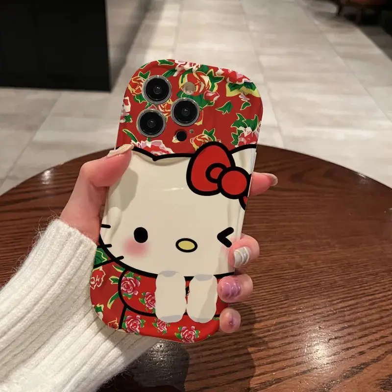 Sanrio Hello Kitty Ipone Mobile Phone Case 15 Pro Max Mobile Phone Case Iphone14 Cute Cartoon Kawaii Chinese Style