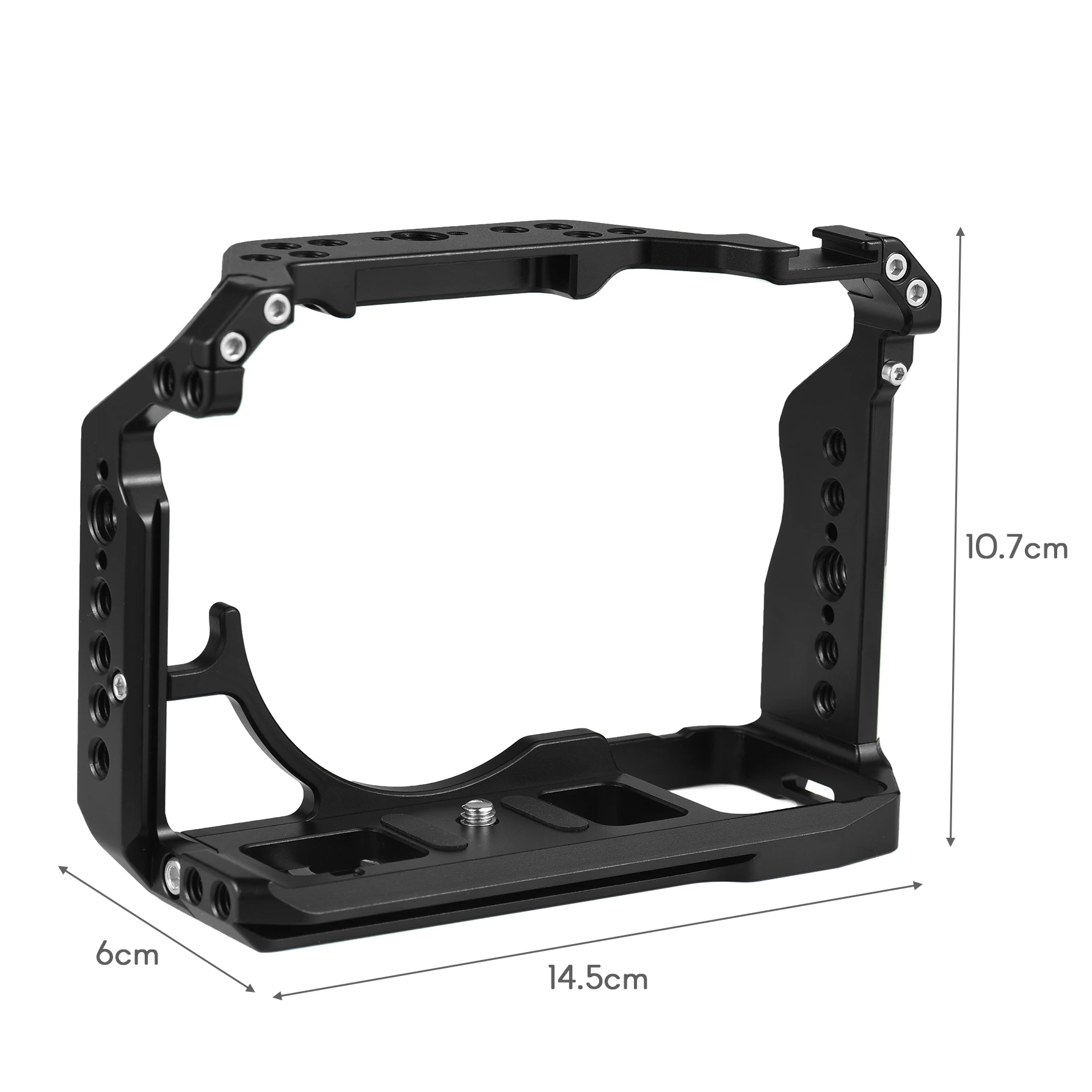 Andoer Camera Cage Aluminum Alloy Video Cage with Cold Shoe Mounts 1/4 Inch Screw Holes for Sony A7IV/A7M4/A1/A7R4/A7S3 Cameras