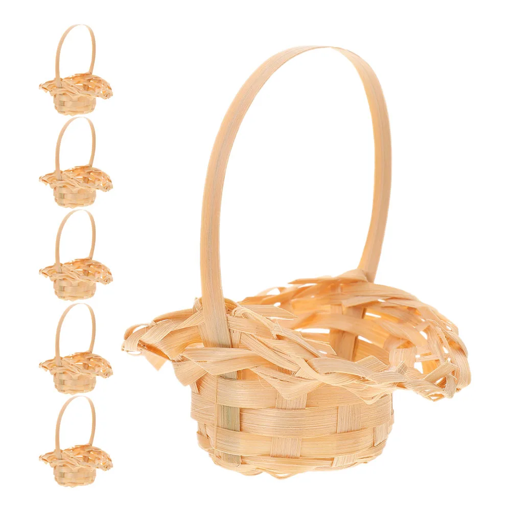 

6 Pcs Mini Bamboo Baskets H woven Rustic Home Decor Storage Boxes Flower Arrangement Kids Toy Baskets Picnic Portable
