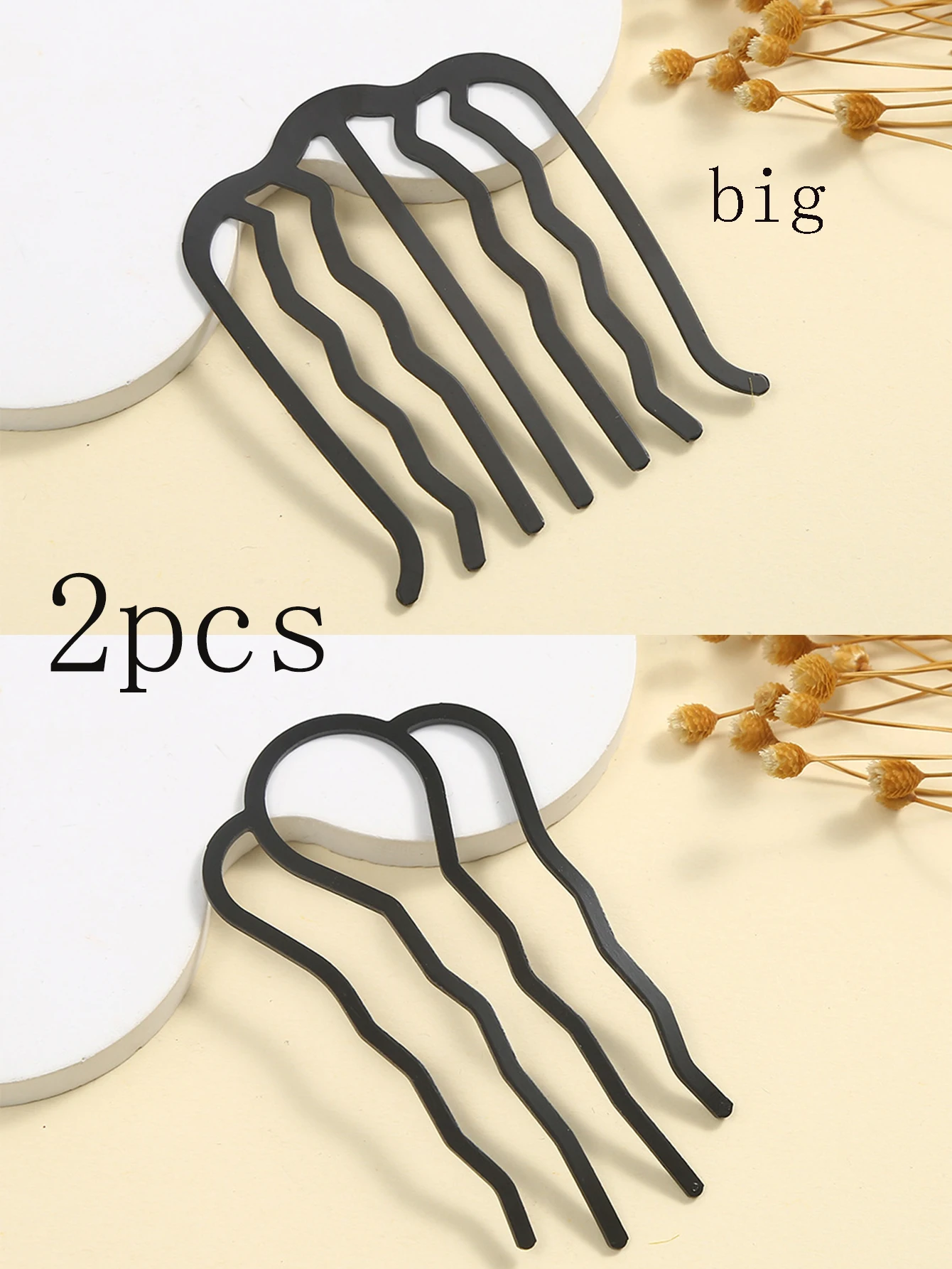 Black Metal Hair Fork Clip Women Hair Pin Combs Messy Bun Hairpin Clip Side Combs Hair Styling Tool