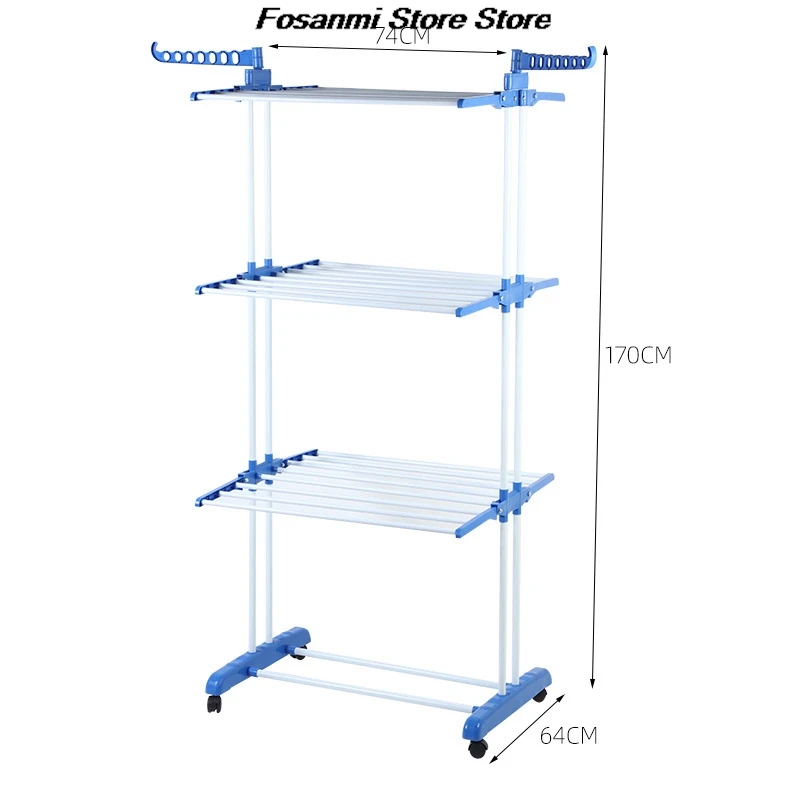 Foldable Wing Shape Drying Rack 3 Tier Indoor Outdoor Portable Laundry Stand With Wheels For Balcony Bathroom Towel Clothes