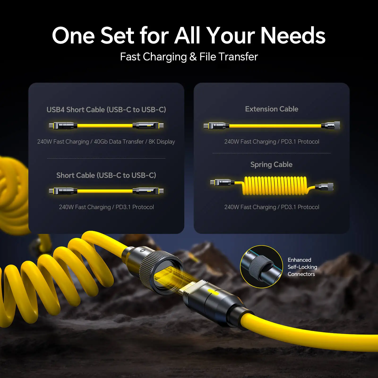 New arrival AOHI The Future PRO Creative Power Cable Set (240W/ 8K/ 40 Gbps/ 0.33~8.53FT)