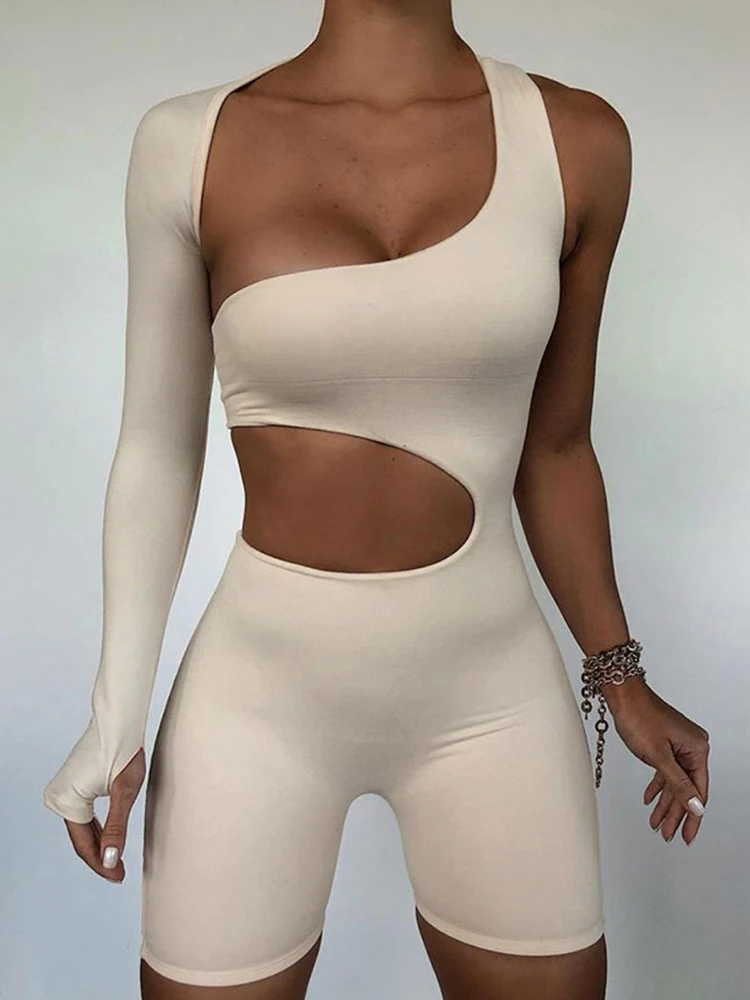 

2023 Autumn Winter Women Sexy Fitness Jumpsuit Solid Streetwear Long Sleeve Bodycon Solid Playsuits Romper Overalls Female