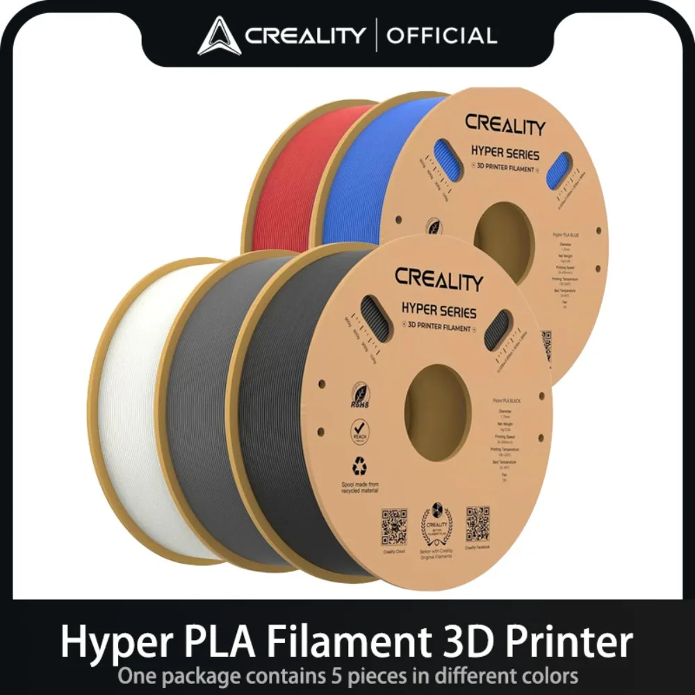 

CREALITY Hyper PLA Filament 5 Colors Neat Winding Stable Wire Diameter Biological Material 1.75 Mm Filament Diameter Materials