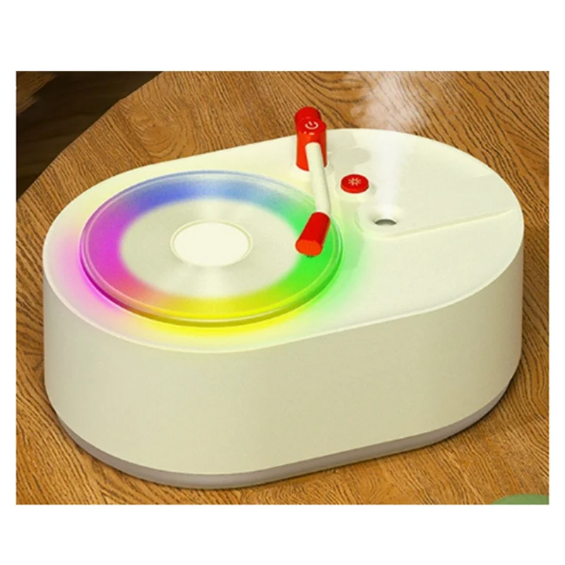 Daily Sale Mini USB Portable Retro Record Player Cool Mist Air Humidifier Essential Oil Aroma Diffuser With Led