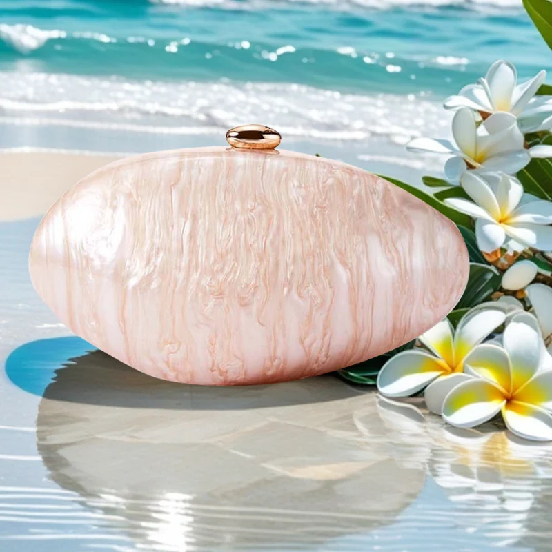 

Egg Shell Clutch Bag Luxury Acrylic Purse Women Wedding Evening Party Cute Ivory Pearl Color Purse Handbag Summer New 2025