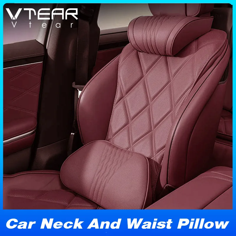 Vtear Universal Car Neck Lumbar Cushion Memory Foam Support Pillow Anti-Scratch Seat Parts Interior Modification Accessories