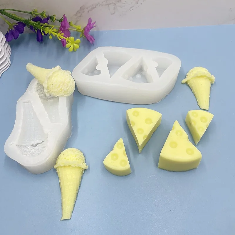 Cheese Cone Ice Cream Crystal Glue Mold Aromatherapy Gypsum Brickearth Cake Decoration Silicone Chocolate Mold