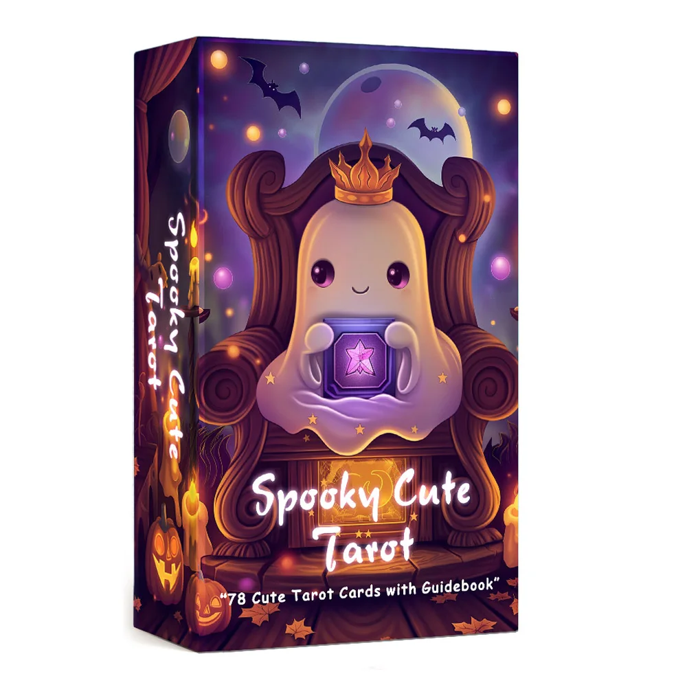 Jeu de tarot effrayant et mignon de 78 cartes, taille 13x8 cm pour débutants, comprend un guide en papier pour le jeu de divination