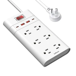 US Plug Power Strip Surge Protector with  6 AC Outlets 4 USB Ports(2 USB C), 5ft Extension Cable, Wall Socket Network Filter
