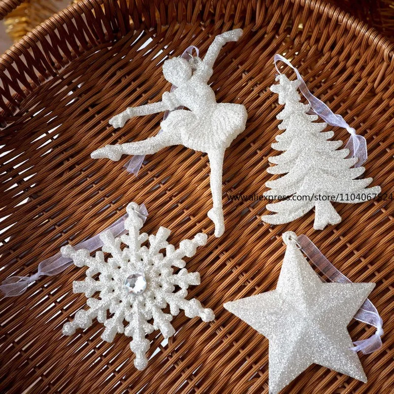 Christmas Tree Pendant Plastic Pendant Carriage Five-pointed Star Snowflake Tree Powder Process Creative Pendant