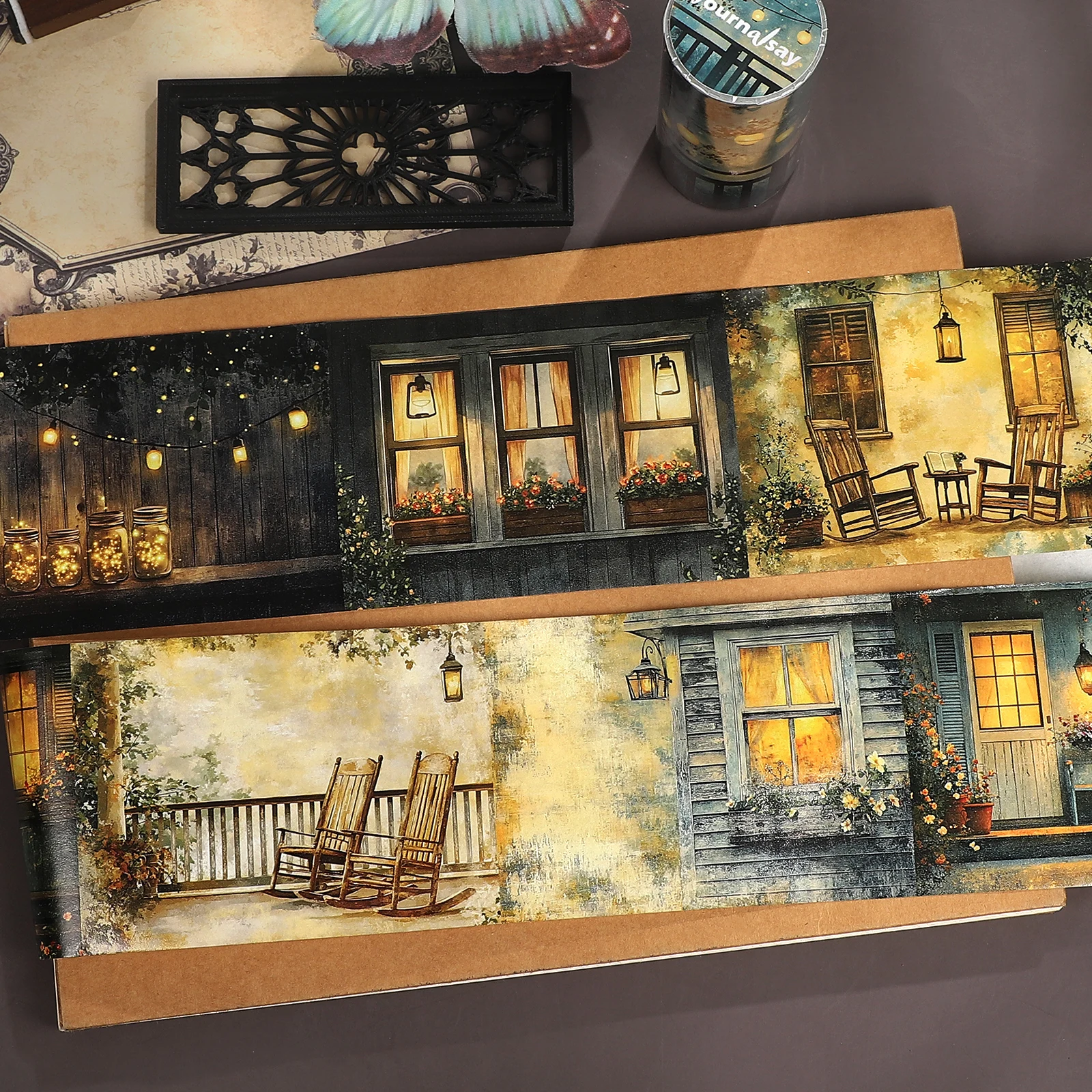 80mm*204cm Vintage Porch Window Light Landscape Washi Tape Creative DIY Journal Material Collage Scrapbooking Stationery