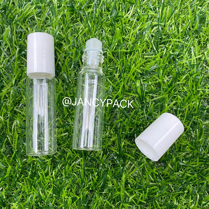 

5ml Cosmetic Container Roll on Glass Bottles for Essential Oil Empty Perfume Bottle Refillable Container with white Lid