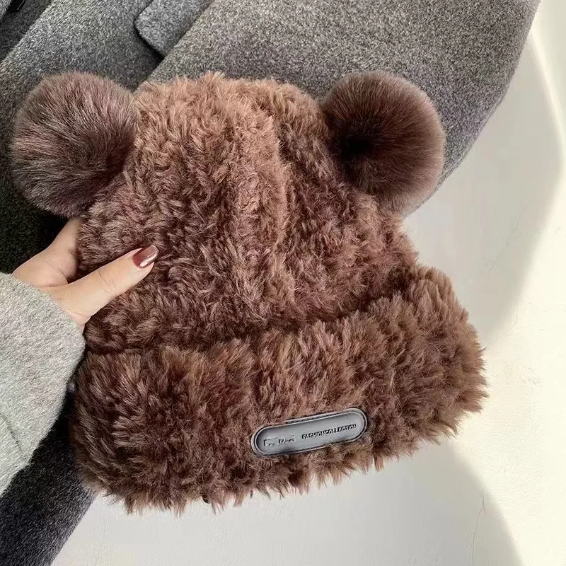 Letter Bear Ears KnittedCute Woolen Hat Beanie Hat Cat Ears Beanie All-match Skull Lovely Cap Winter/Autumn Cute Popular Hat