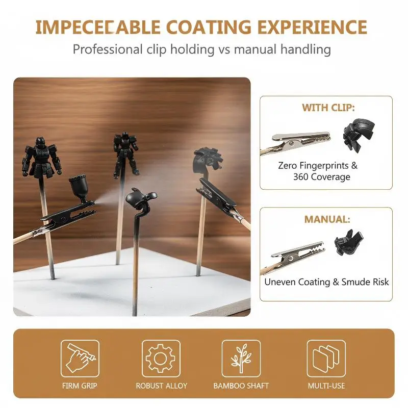 50Pcs Wood And Metal Detachable Painting Stand Alligator Clamp DIY Craft Model Painting Tools Crocodile Clip